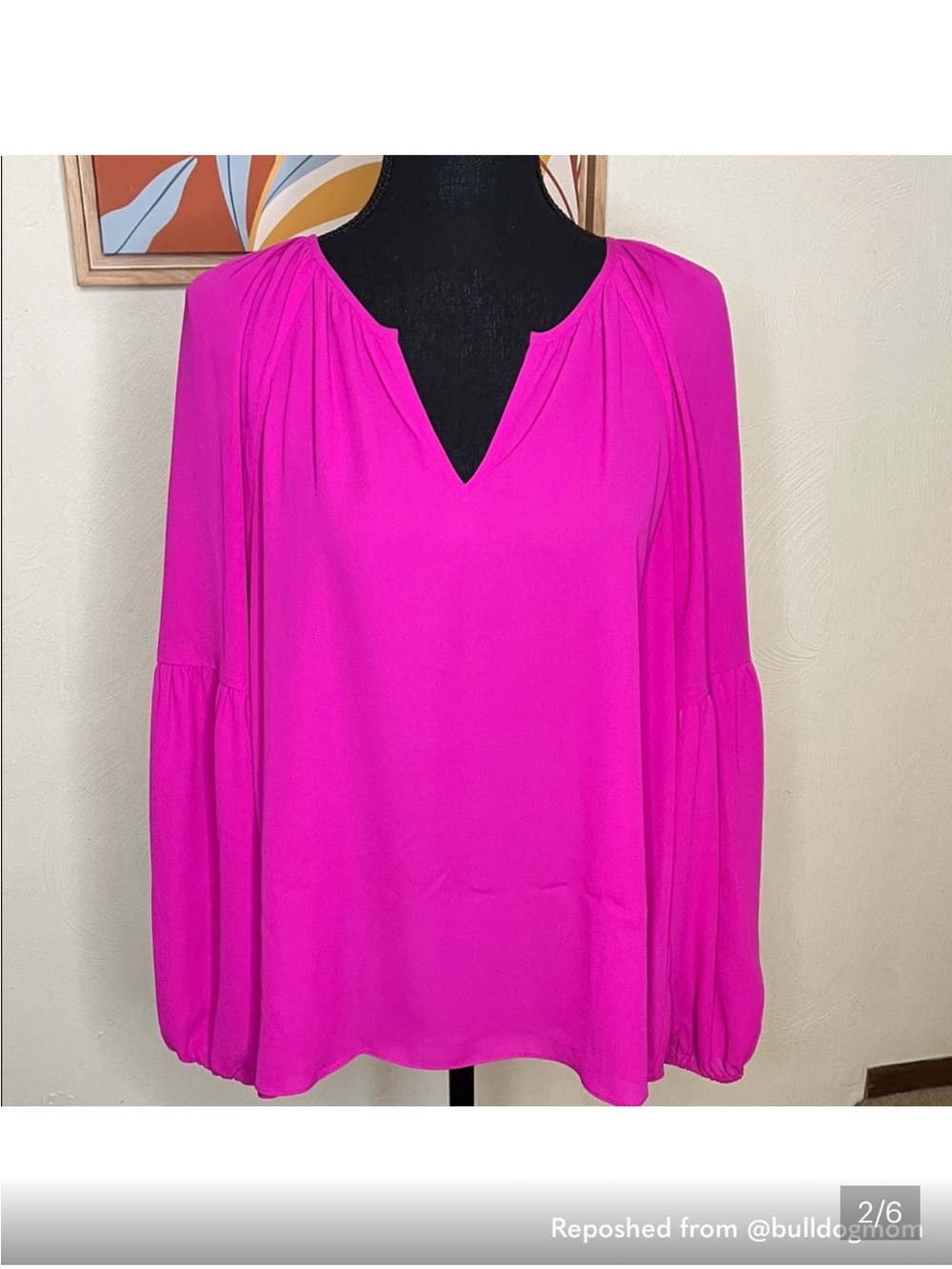 Lilly Pulitzer V-Neck Long-Sleeve Blouse in Fuchsia